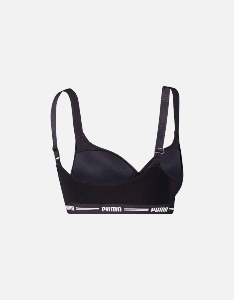 Striped Logo Padded Bra Top, Black