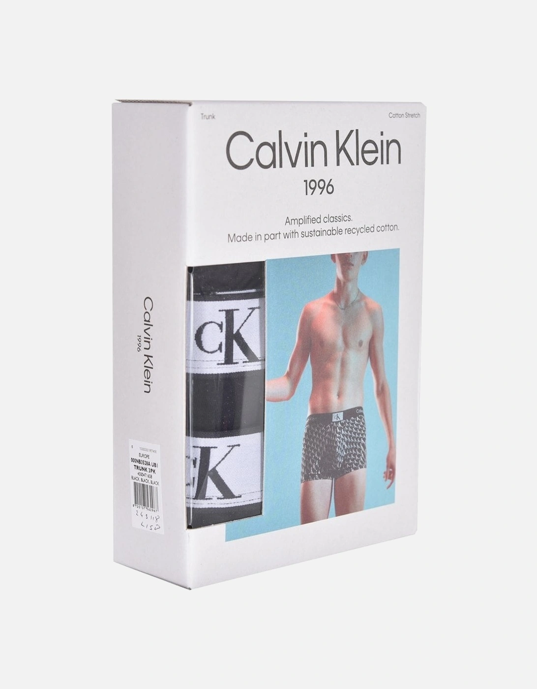 3-Pack CK 1996 Boxer Trunks, Black