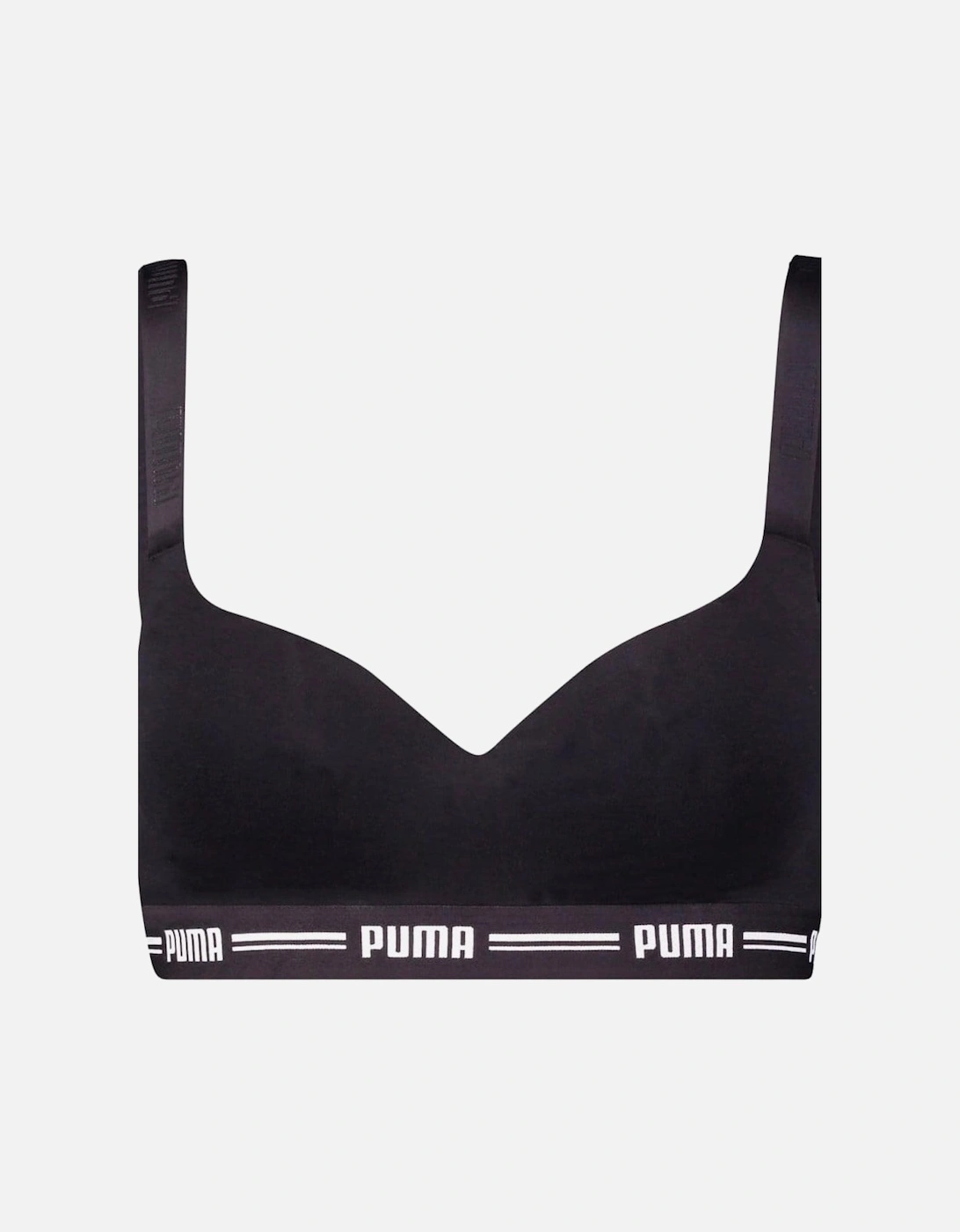 Puma Women's Striped Logo Padded Bra Top, Black - Size: S