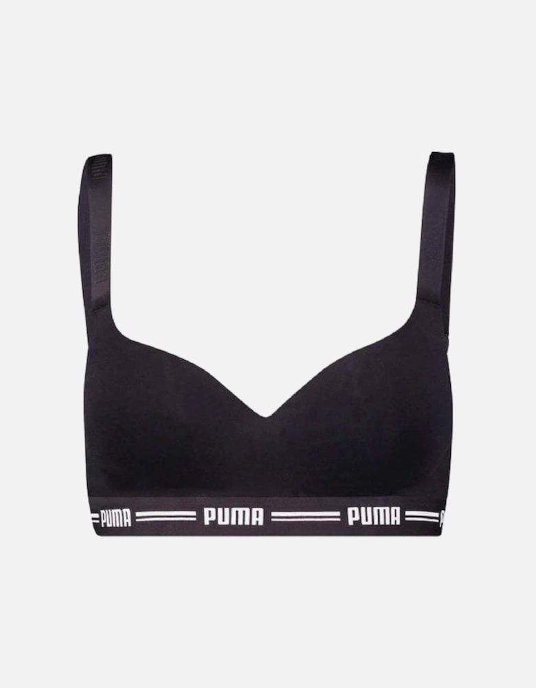 Striped Logo Padded Bra Top, Black