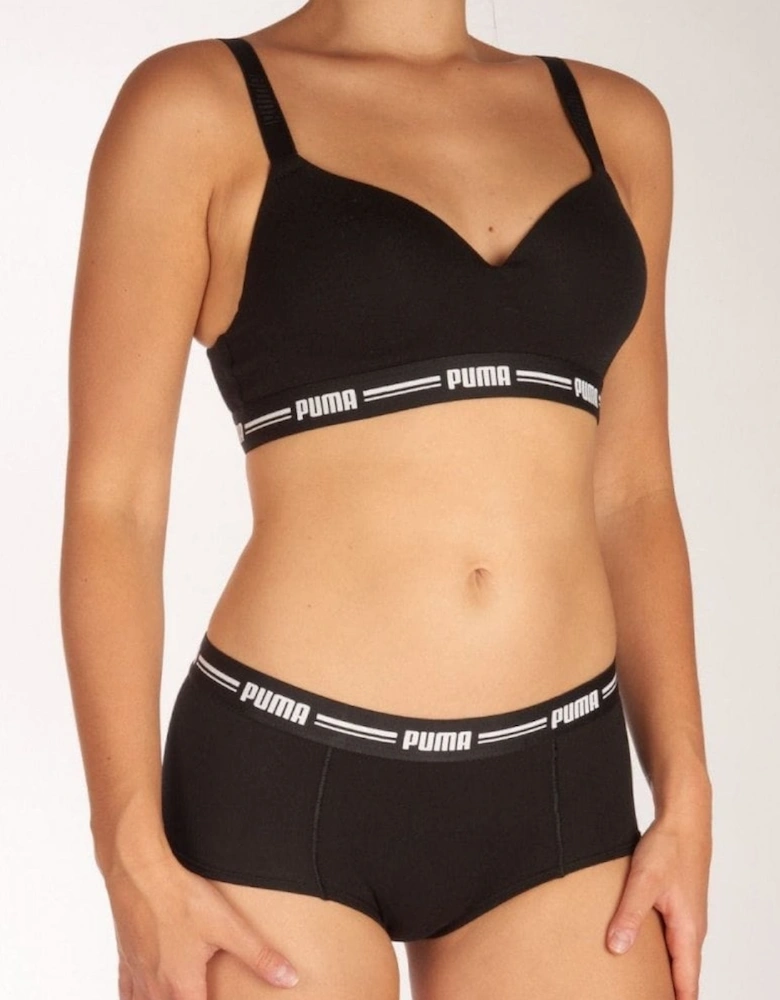 Striped Logo Padded Bra Top, Black