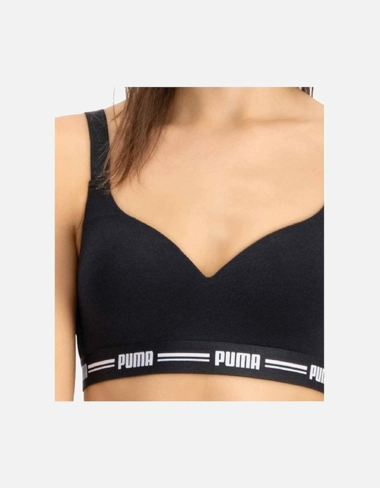 Striped Logo Padded Bra Top, Black