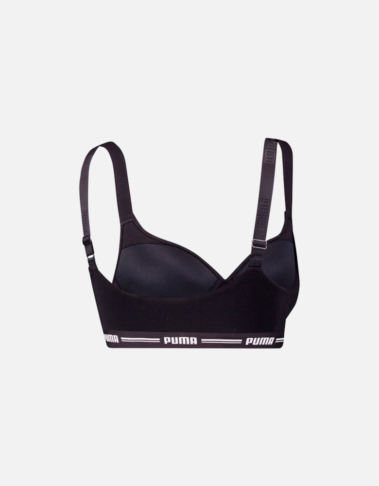 Striped Logo Padded Bra Top, Black