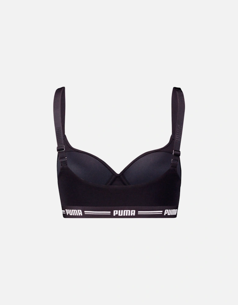 Striped Logo Padded Bra Top, Black