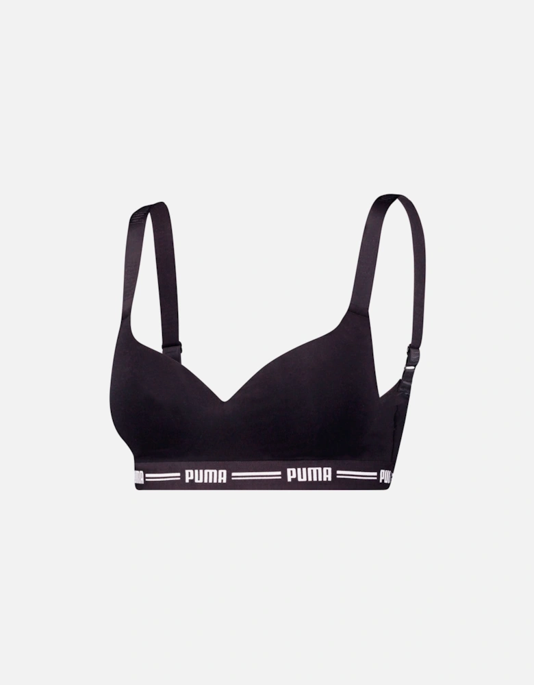 Striped Logo Padded Bra Top, Black