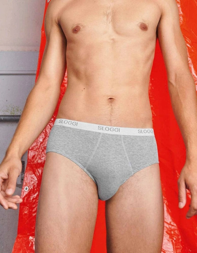 Basic Men's Midi Brief, Grey Melange