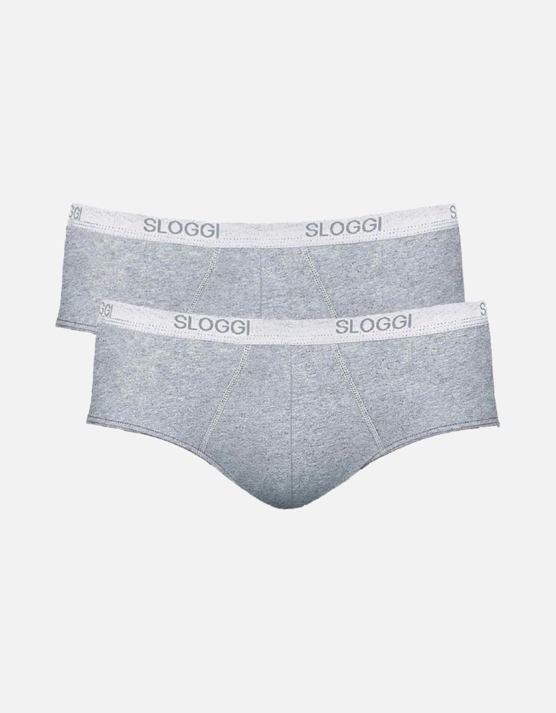 2-Pack Basic Men's Midi Briefs, Grey Melange