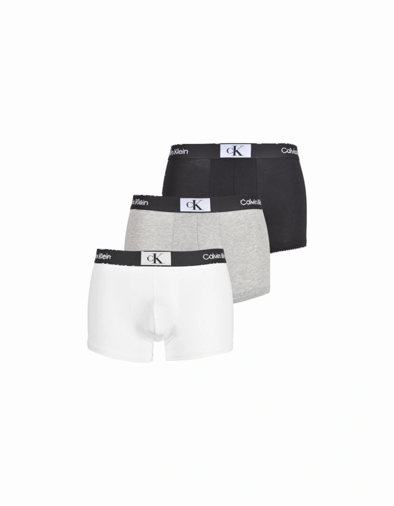 3-Pack CK 1996 Boxer Trunks, Black/White/Grey