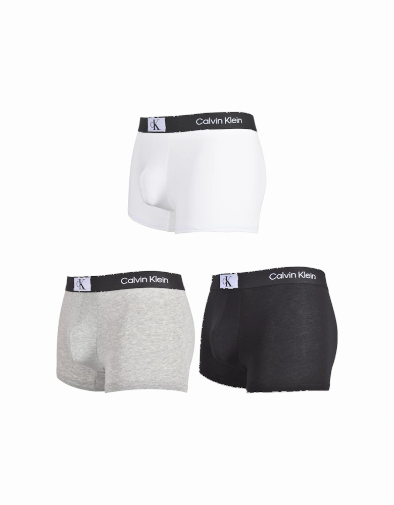 3-Pack CK 1996 Boxer Trunks, Black/White/Grey