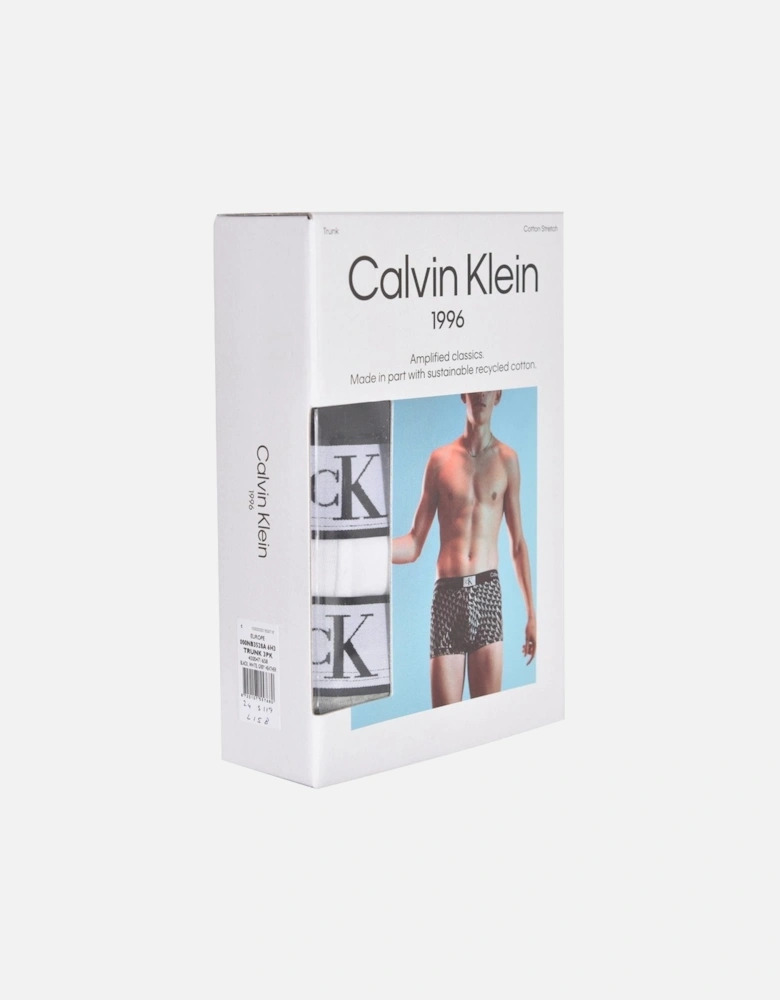 3-Pack CK 1996 Boxer Trunks, Black/White/Grey