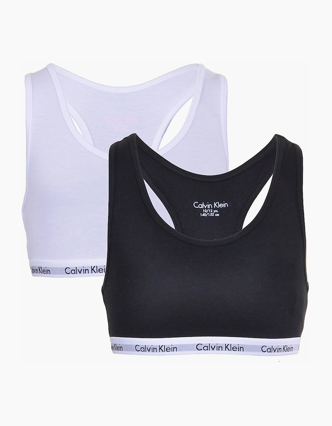 Calvin Klein Girl's Girls 2 Pack Modern Cotton Bralette, Black/White - Size: 12 years/13 years/14 years