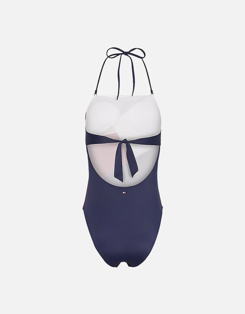 Colour-Blocked Bandeau One-Piece Swimsuit, Navy Blazer