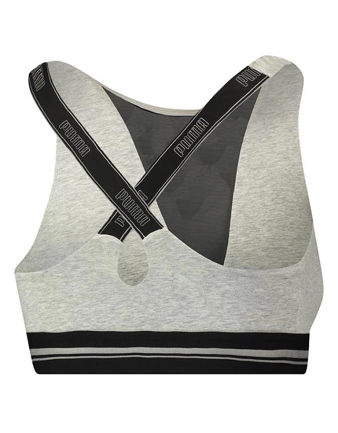 iCotton Modal Stretch High Neck Bra wth Mesh, Grey Melange/Silver