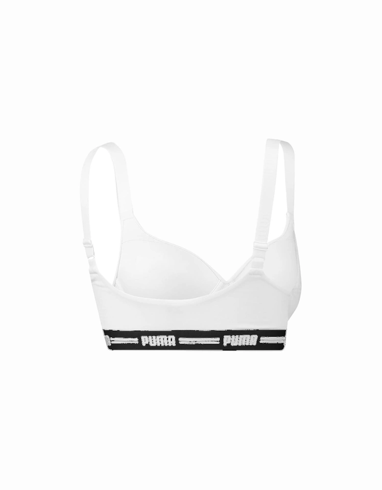 Striped Logo Padded Bra Top, White