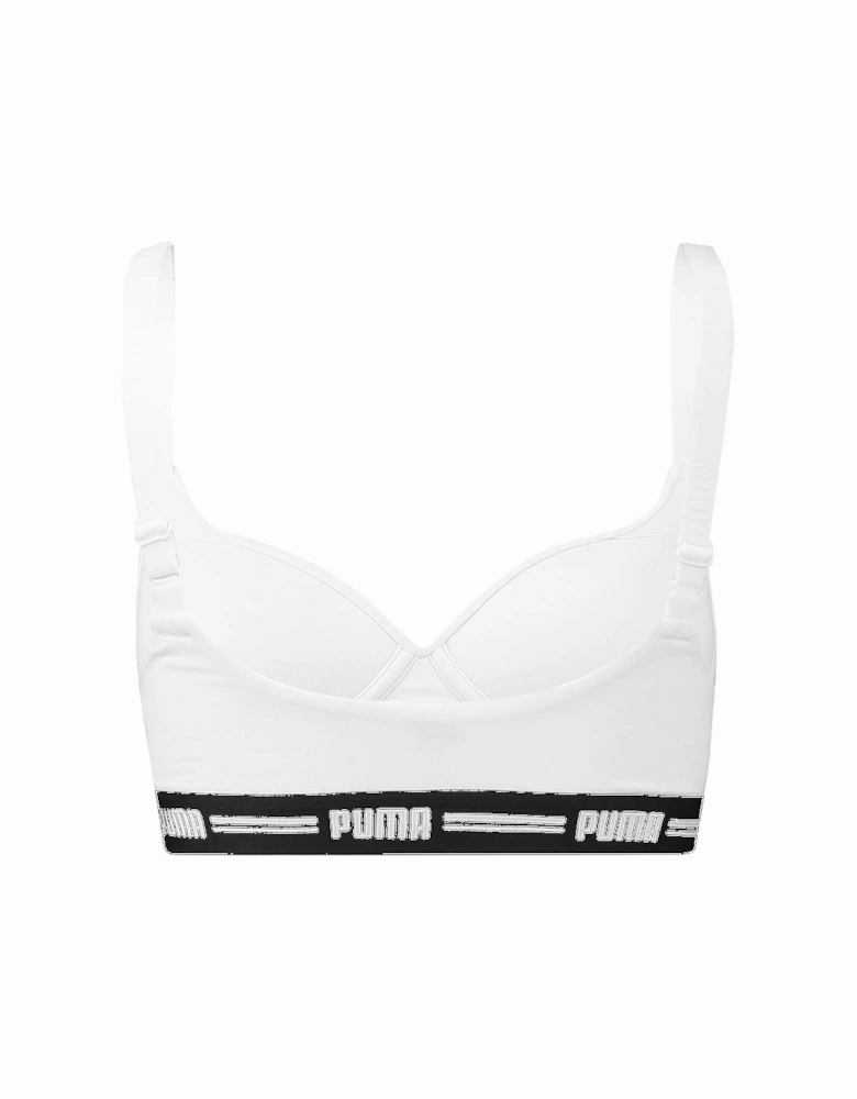 Striped Logo Padded Bra Top, White