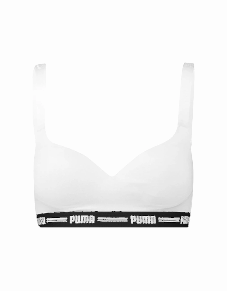 Striped Logo Padded Bra Top, White