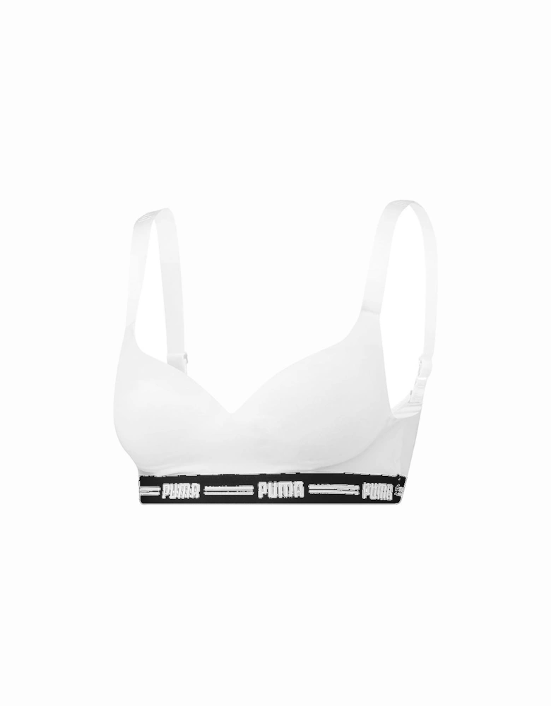 Striped Logo Padded Bra Top, White