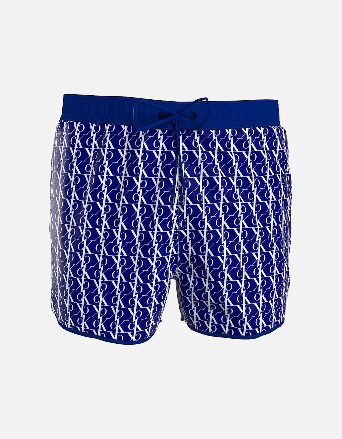 Boys CK One Short Drawstring Swim Shorts, Monogram Bold Blue, 3 of 2