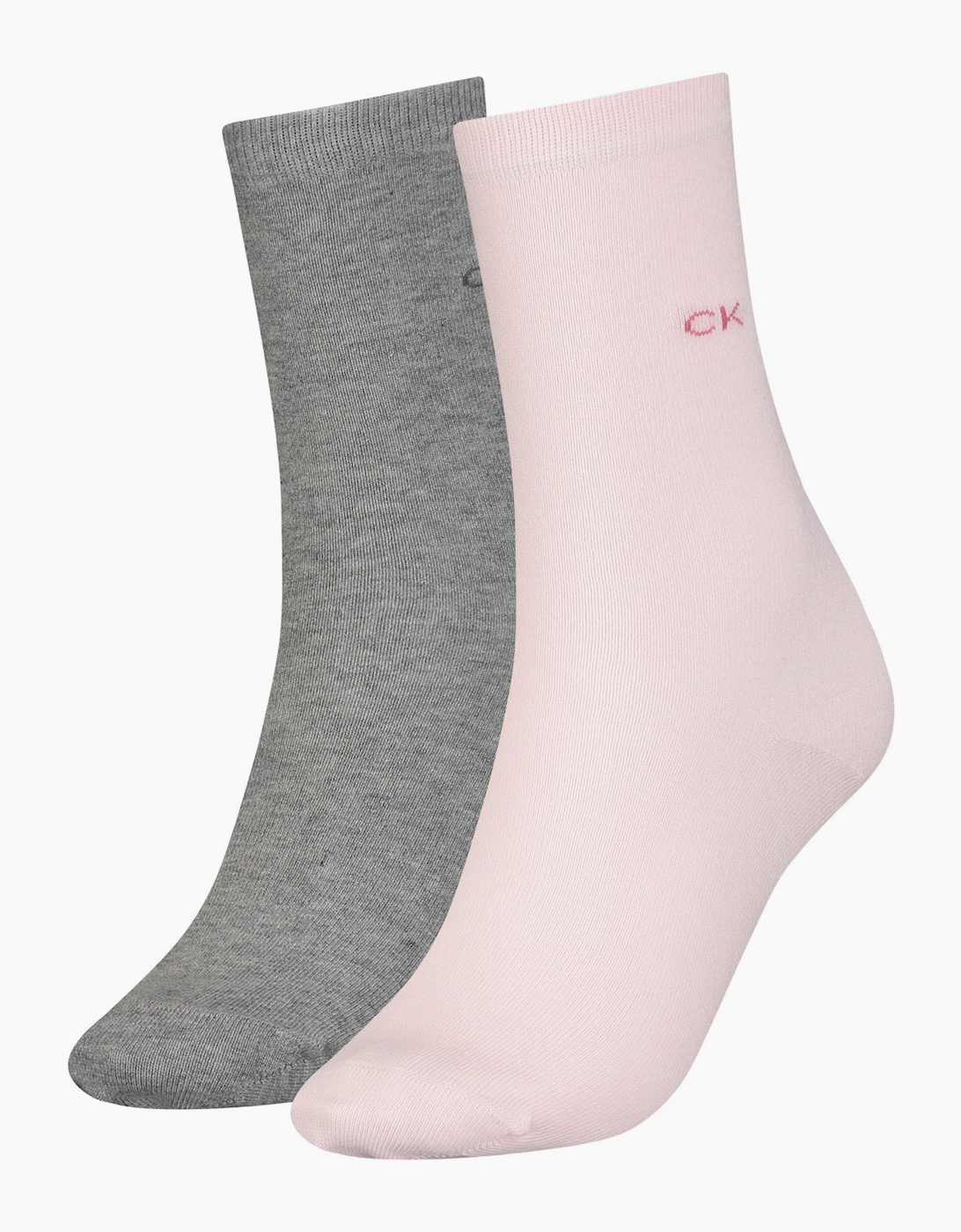 Calvin Klein Women's Grey 2-Pack Classic Embroidered Logo Socks, /Pink - Size: 13/6.5/7/7.5/11.5/5/12/5.5/12.5/6/10/3.5/10.5/4/11/4.5/8/2/9/2.5