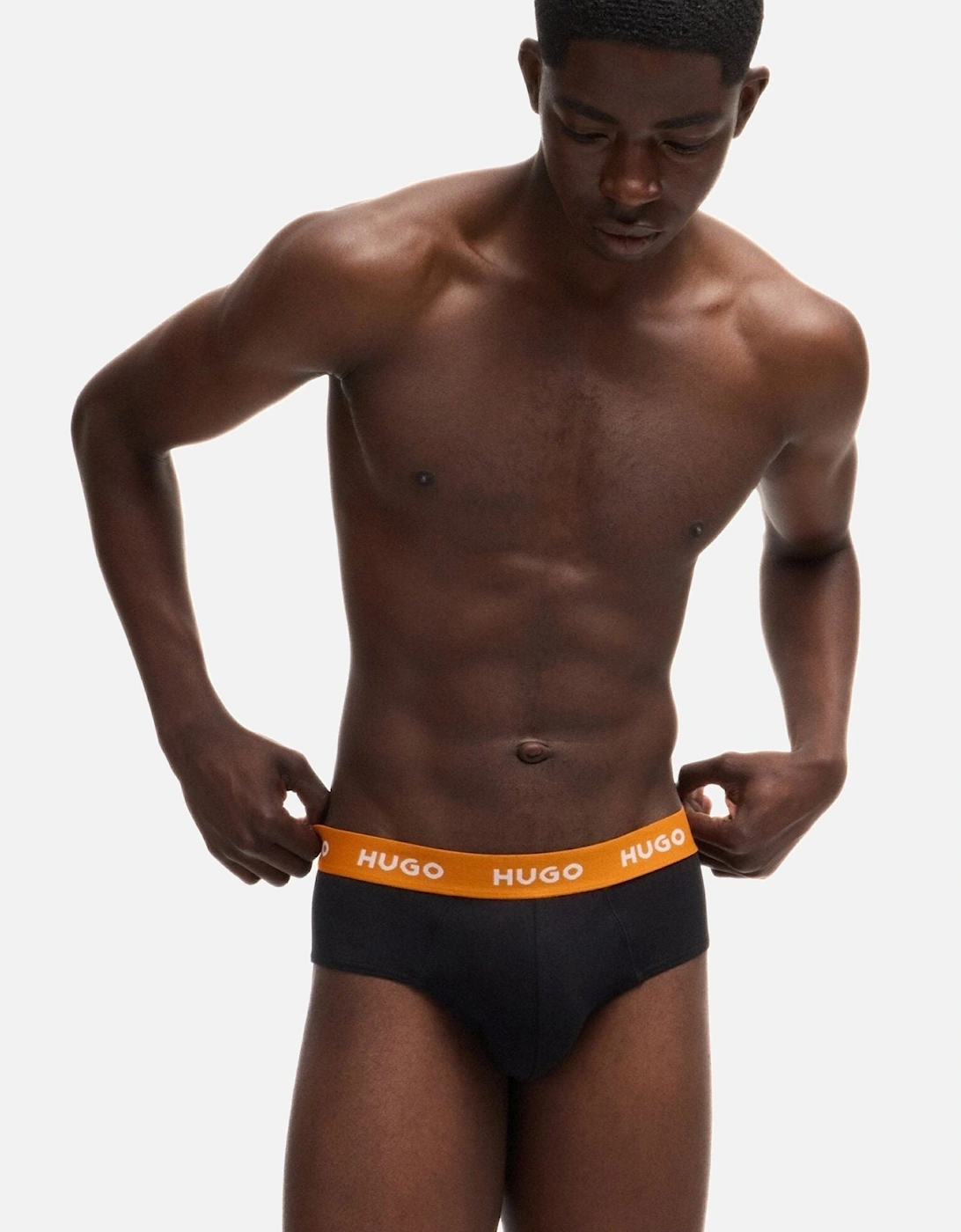 3-Pack Classic Logo Briefs, Black w/ orange/blue/mint