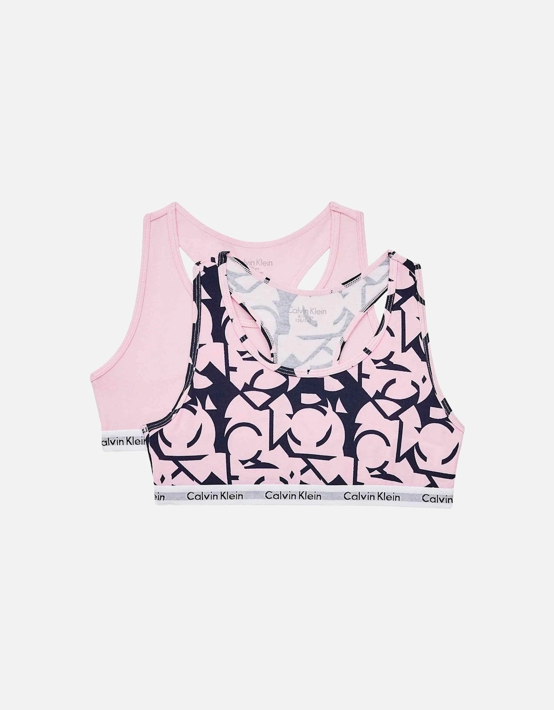 Calvin Klein Girl's GIRLS 2 Pack Modern Cotton Bralette, Unique/Circle Black Iris Print - Pink - Size: 12 years/13 years/14 years