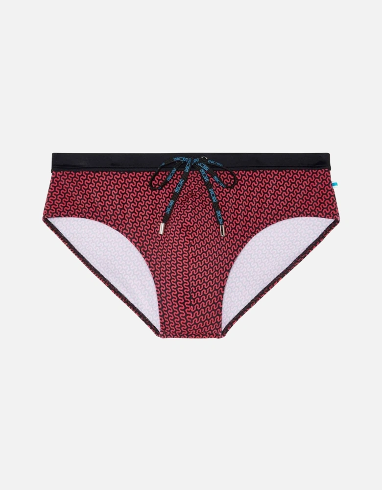 Corbiere Swim Mini Briefs, Black/Red Print