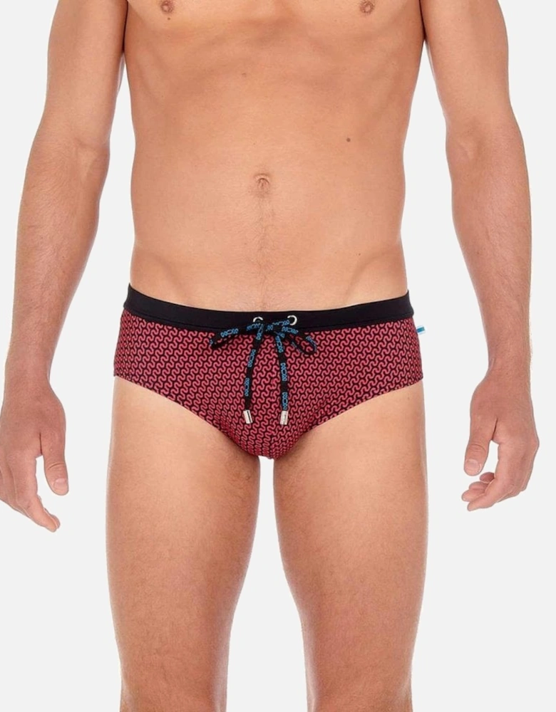 Corbiere Swim Mini Briefs, Black/Red Print