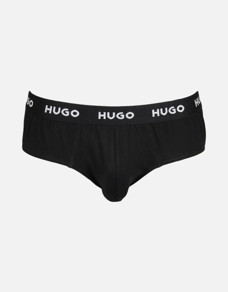 3-Pack Classic Logo Briefs, Black w/ purple/khaki