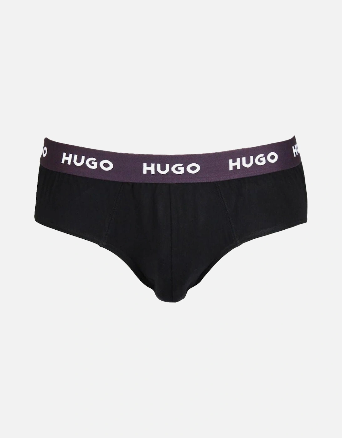 3-Pack Classic Logo Briefs, Black w/ purple/khaki