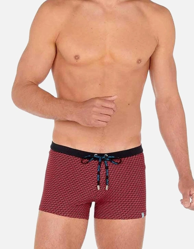 Corbiere Swim Shorts, Black/Red Print