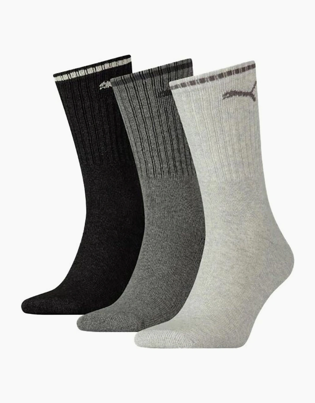 Puma Men's 3-Pack Stripe Sports Socks, Grey Mix - Black - Size: 9/9.5/10/10.5/11/11.5/12