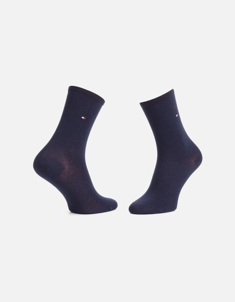 2-Pack Classic Embroidered Logo Women's Socks, Navy/Red