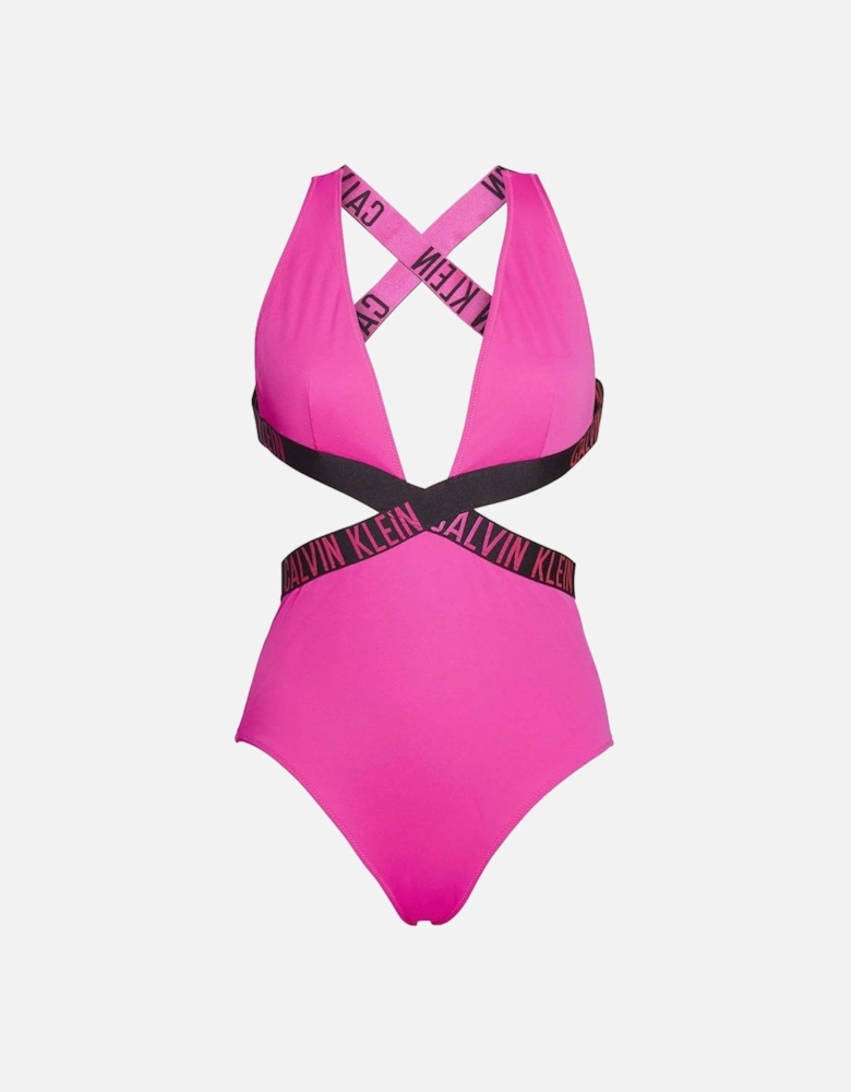 Intense Power Plunge One Piece Swimsuit, Pink Glo