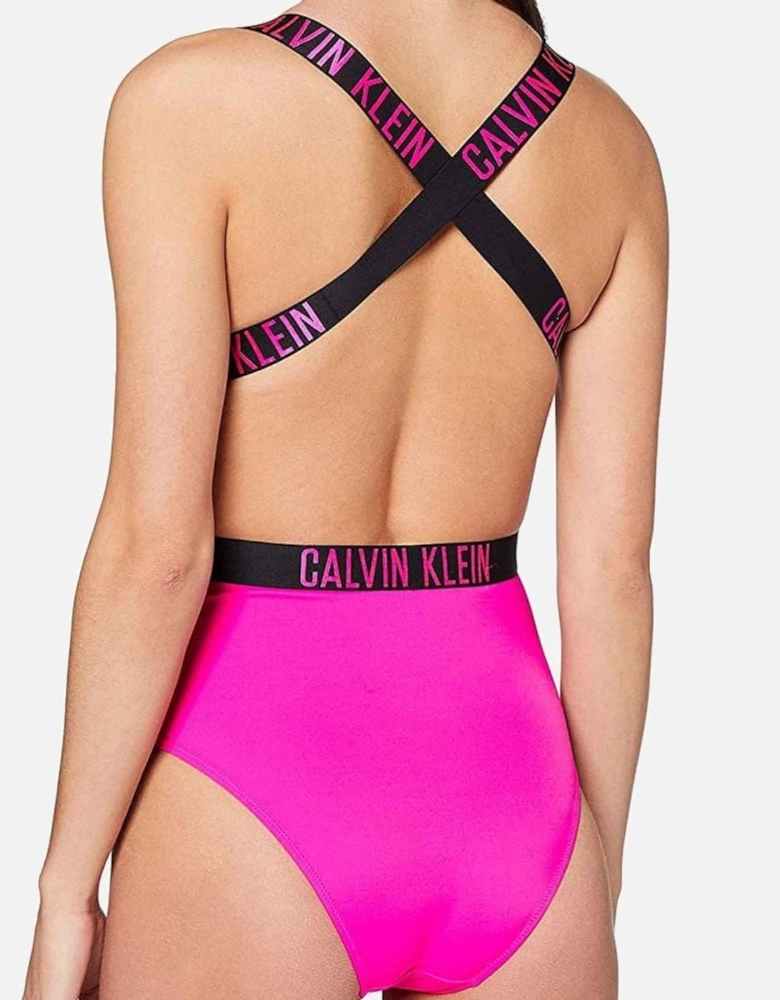 Intense Power Plunge One Piece Swimsuit, Pink Glo