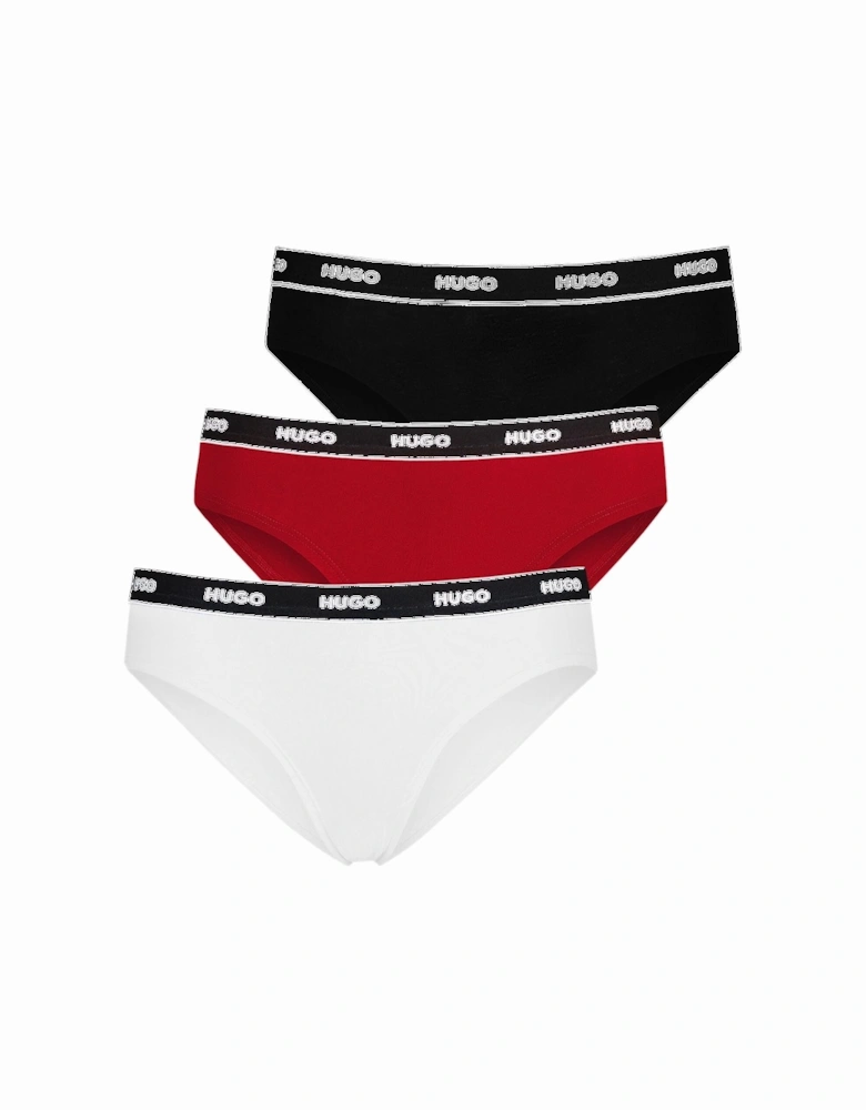 3-Pack Classic Logo Briefs, Black/Red/White