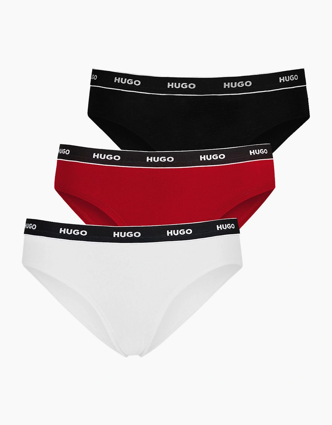 Hugo Boss Women's 3-Pack Classic Logo Briefs, Black/Red/White - Black/White/Red - Size: 14
