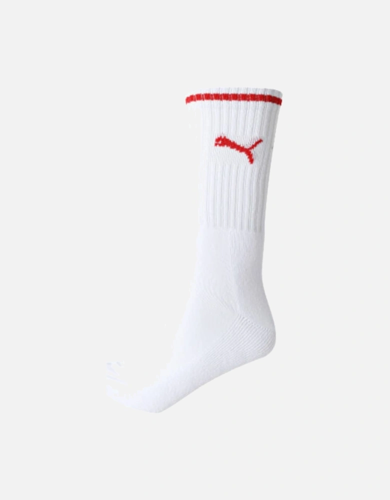 3-Pack Stripe Sports Socks, White w/ red/black/blue