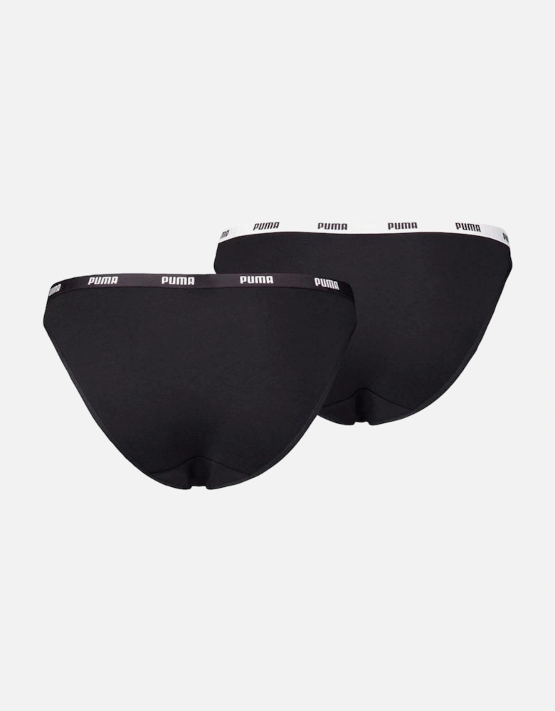 2-Pack Classic Logo Low-Rise Bikini Briefs, Black