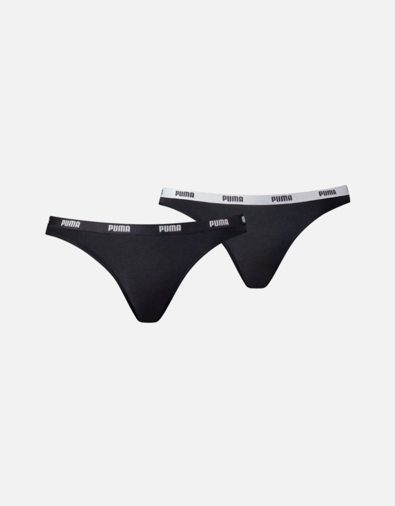 2-Pack Classic Logo Low-Rise Bikini Briefs, Black