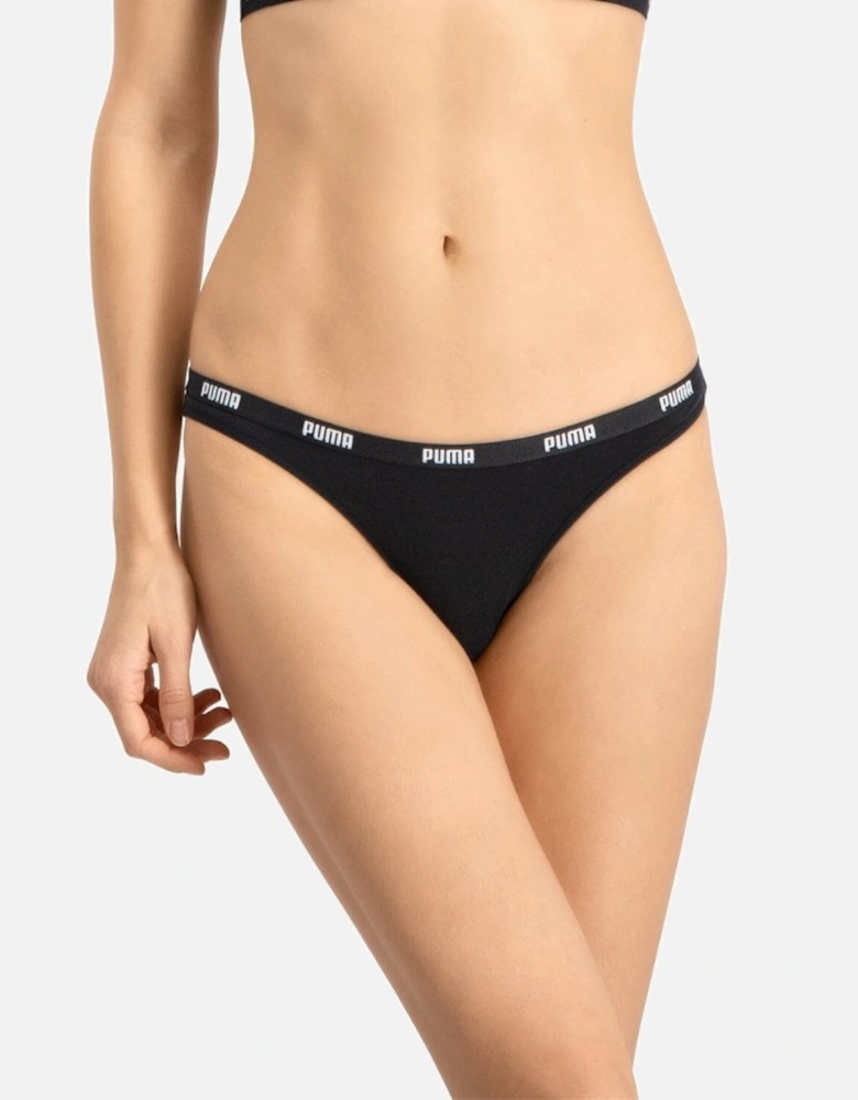 2-Pack Classic Logo Low-Rise Bikini Briefs, Black