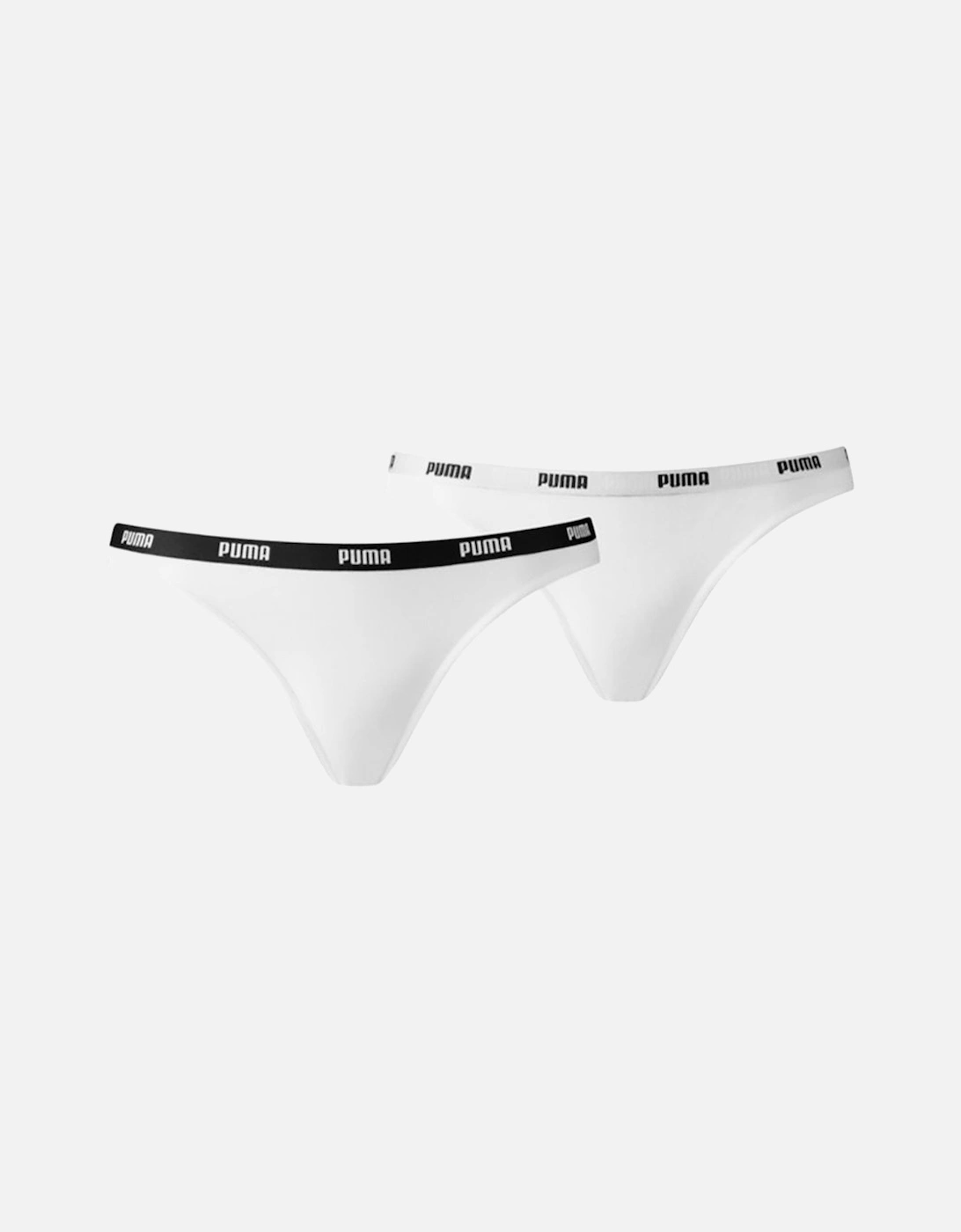 Puma Women's 2-Pack Classic Logo Low-Rise Bikini Briefs, White - Size: 12