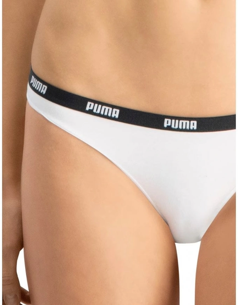 2-Pack Classic Logo Low-Rise Bikini Briefs, White