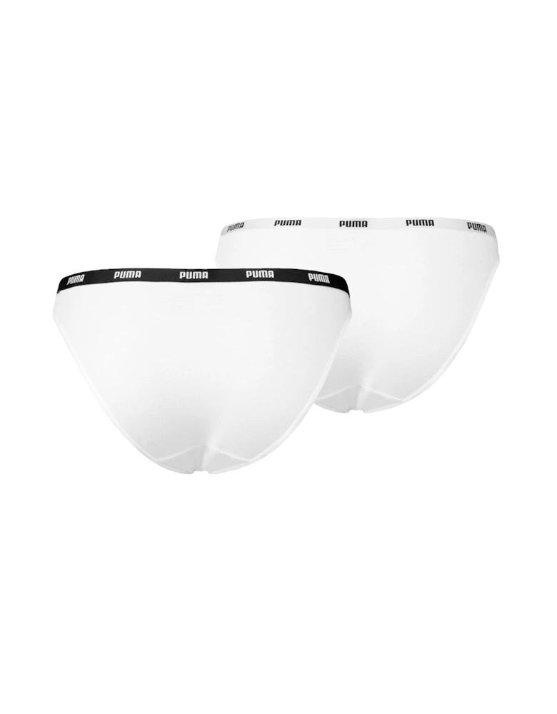 2-Pack Classic Logo Low-Rise Bikini Briefs, White