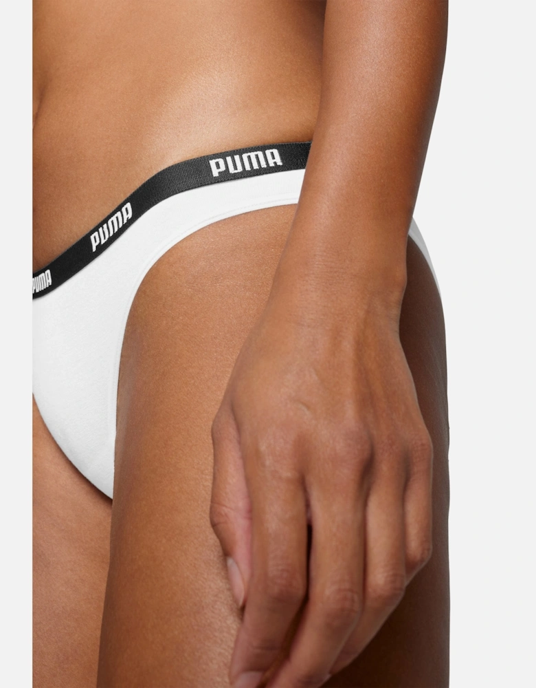 2-Pack Classic Logo Low-Rise Bikini Briefs, White