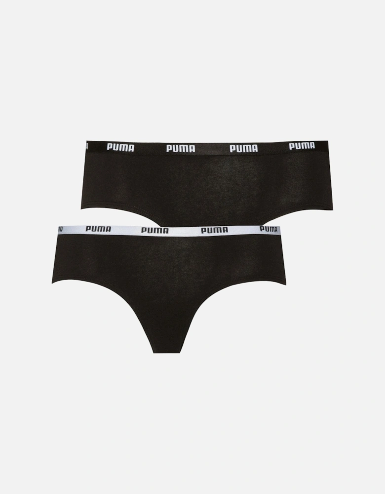 2-Pack Classic Logo Low-Rise Hipster Briefs, Black