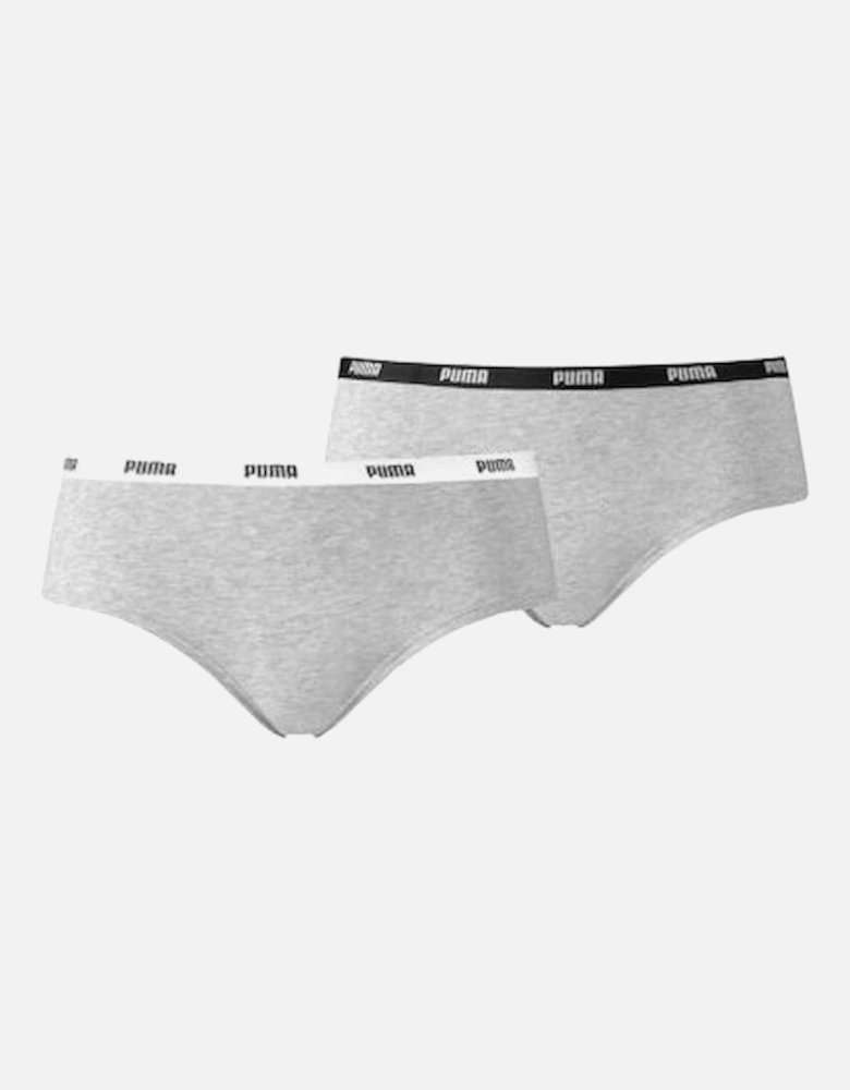 2-Pack Classic Logo Low-Rise Hipster Briefs, Grey Melange