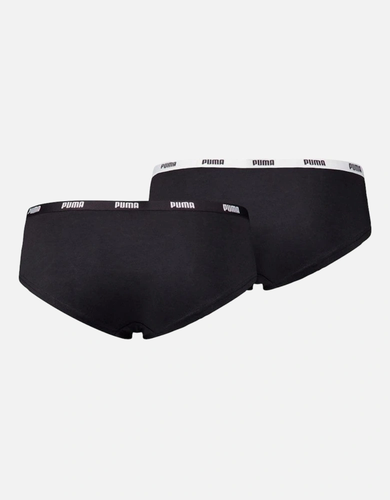 2-Pack Classic Logo Low-Rise Hipster Briefs, Black