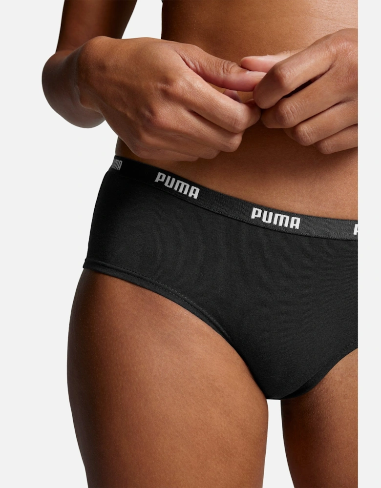 2-Pack Classic Logo Low-Rise Hipster Briefs, Black