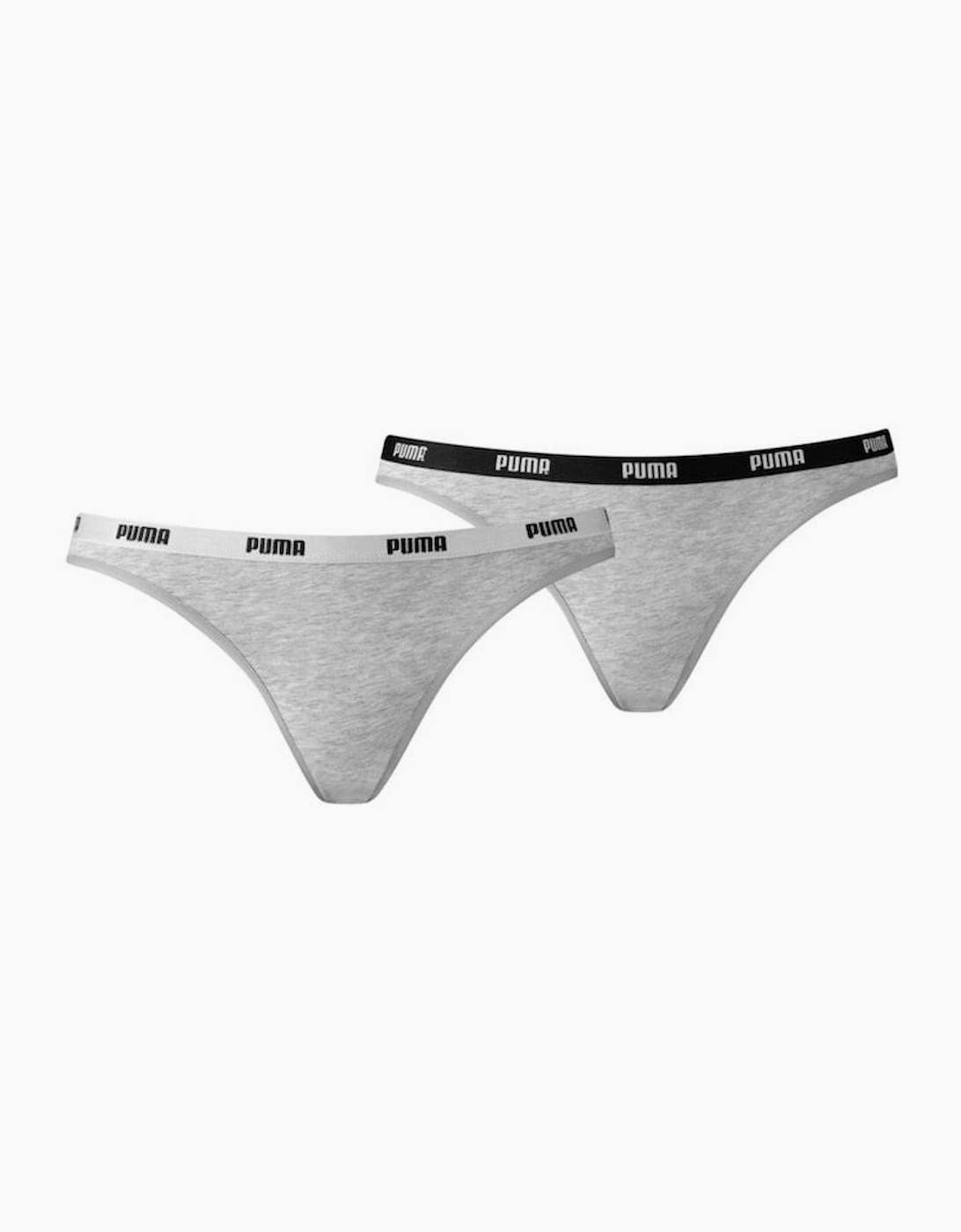 Puma Puma Women's 2-Pack Classic Logo Low-Rise Bikini Briefs, Grey Melange