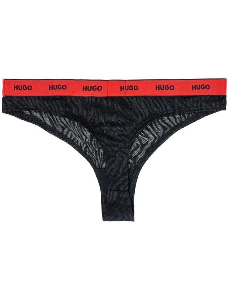 3-Pack Classic Logo Lace Thongs, Black/red